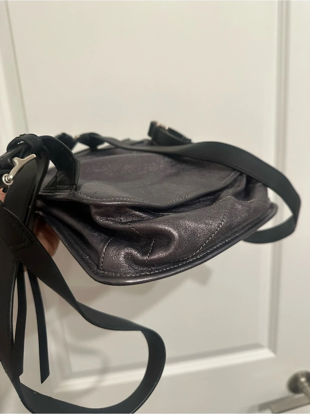 rag & bone Metallic Black Leather Backpack
